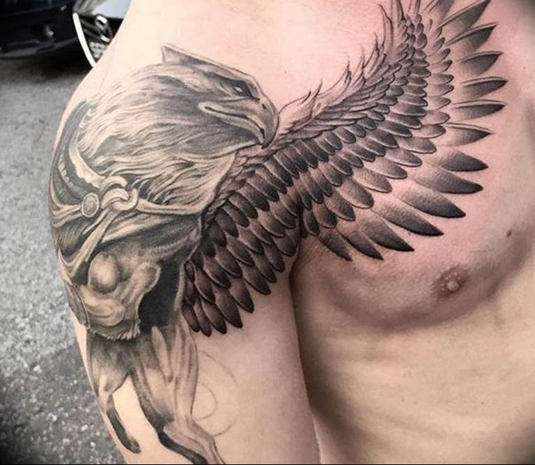 photo tattoo griffin 04.03.2019 №082 - idea for drawing a tattoo with a griffin - tattoovalue.net
