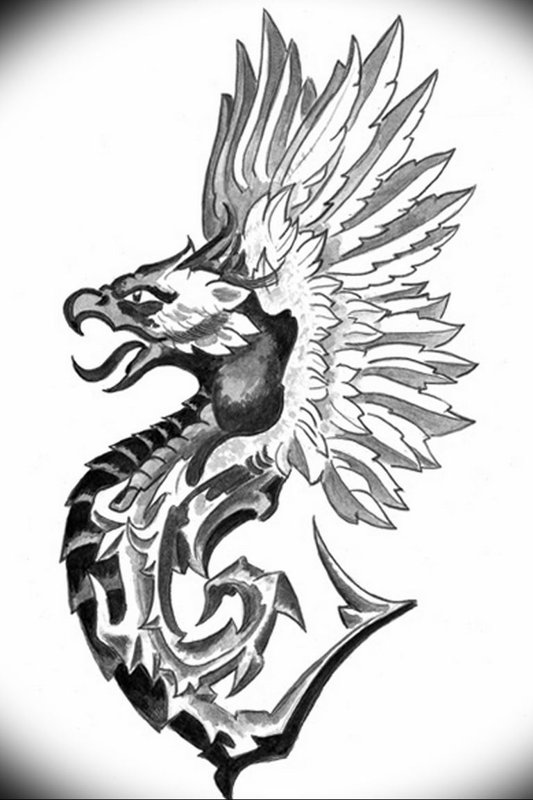 photo tattoo griffin 04.03.2019 №093 - idea for drawing a tattoo with a griffin - tattoovalue.net