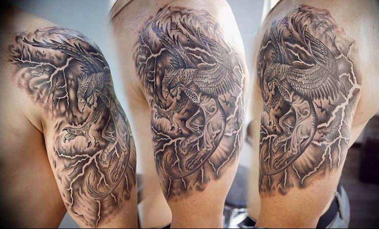 photo tattoo griffin 04.03.2019 №115 - idea for drawing a tattoo with a griffin - tattoovalue.net