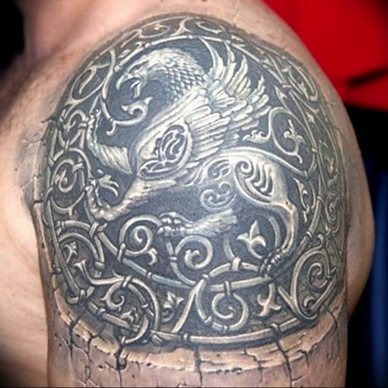 photo tattoo griffin 04.03.2019 №122 - idea for drawing a tattoo with a griffin - tattoovalue.net