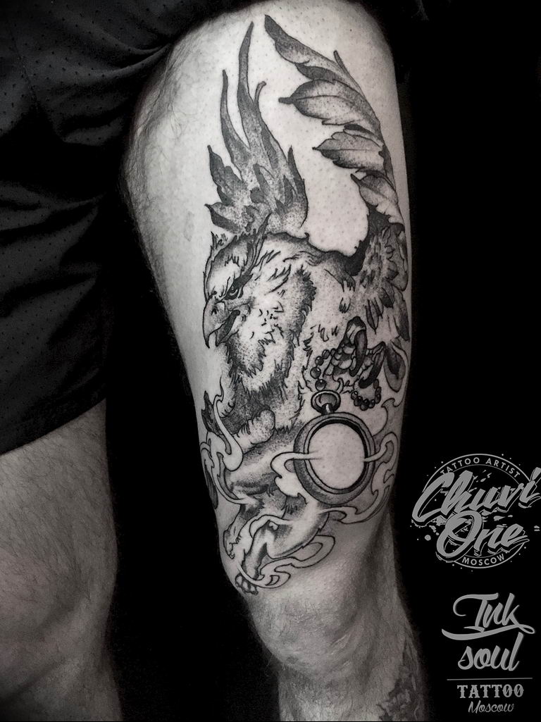 photo tattoo griffin 04.03.2019 №146 - idea for drawing a tattoo with a griffin - tattoovalue.net