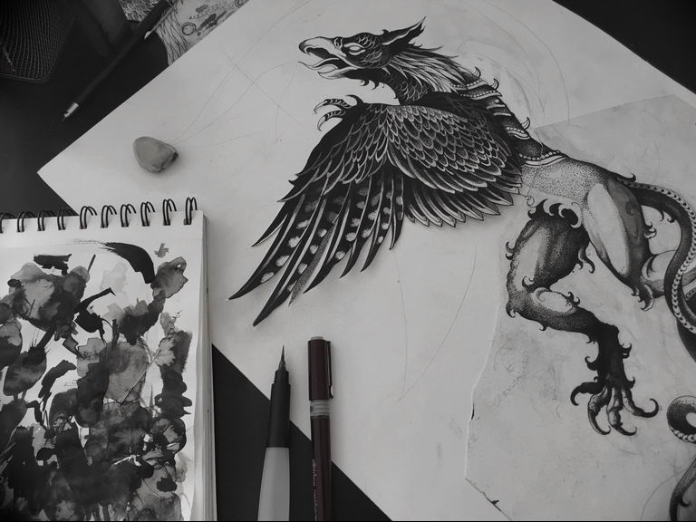 photo tattoo griffin 04.03.2019 №182 - idea for drawing a tattoo with a griffin - tattoovalue.net