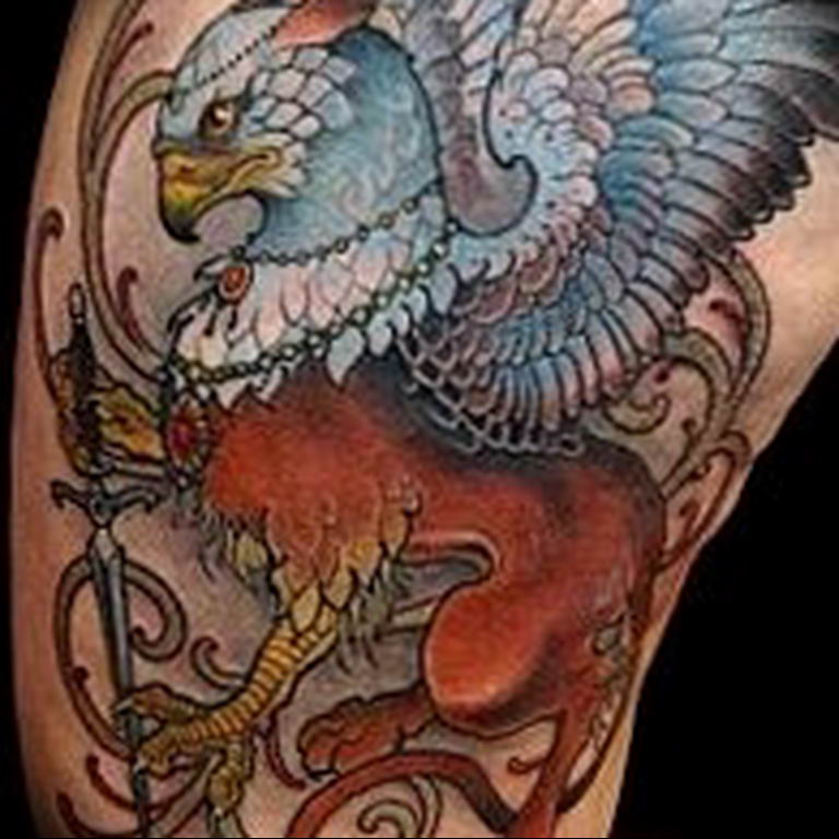 photo tattoo griffin 04.03.2019 №185 - idea for drawing a tattoo with a griffin - tattoovalue.net