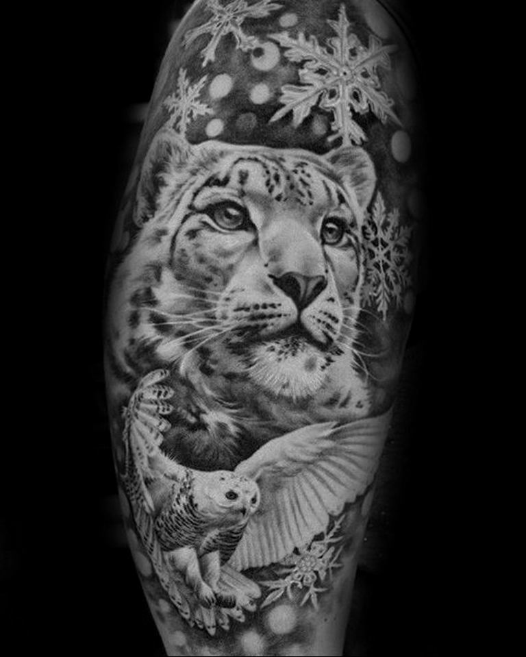 Bhutan Inspired Snow Leopard Sleeve  Best Tattoo Ideas For Men  Women