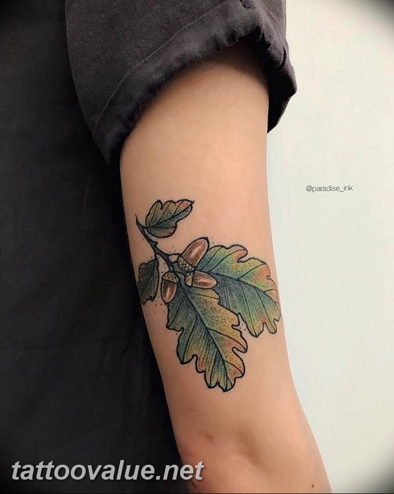 Photo oak leaves tattoo  №113 - oak leaves tattoo idea -   