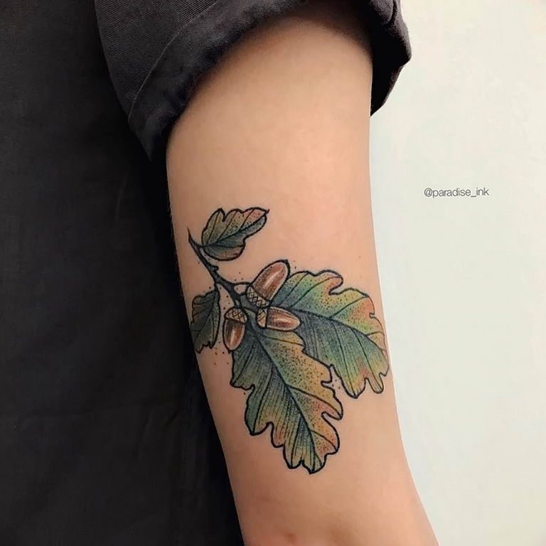 The Meaning of the oak leaves tattoo drawing history, photo examples
