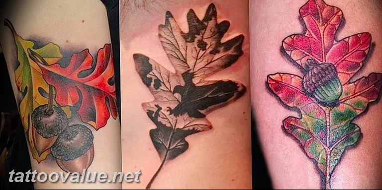 Photo oak leaves tattoo 25.05.2019 №017 - oak leaves tattoo idea - tattoovalue.net
