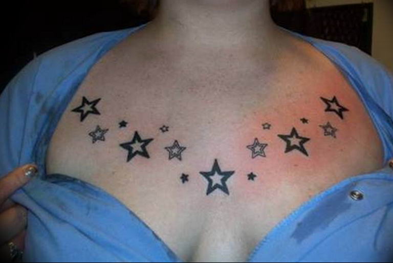 Photo star tattoo on chest  №097 - star tattoo example -   