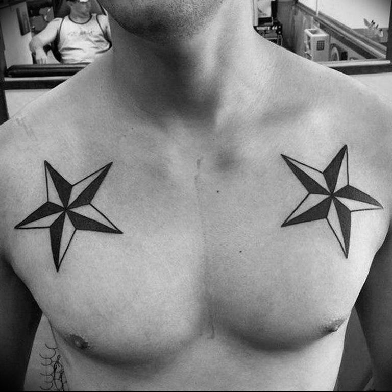 Photo star tattoo on chest 19.06.2019 №005 - star tattoo example - tattoovalue.net