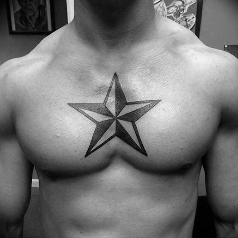 Photo star tattoo on chest 19.06.2019 №007 - star tattoo example - tattoovalue.net