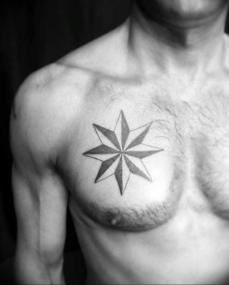 Photo star tattoo on chest 19.06.2019 №012 - star tattoo example - tattoovalue.net