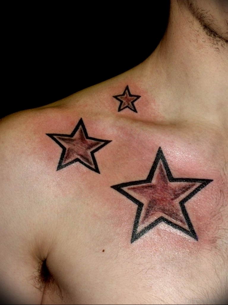 Photo star tattoo on chest 19.06.2019 №013 - star tattoo example - tattoovalue.net