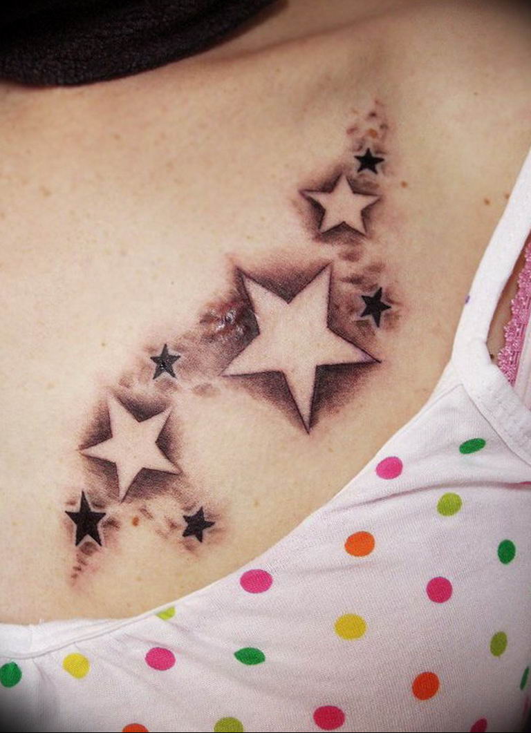 Photo star tattoo on chest 19.06.2019 №015 - star tattoo example - tattoovalue.net