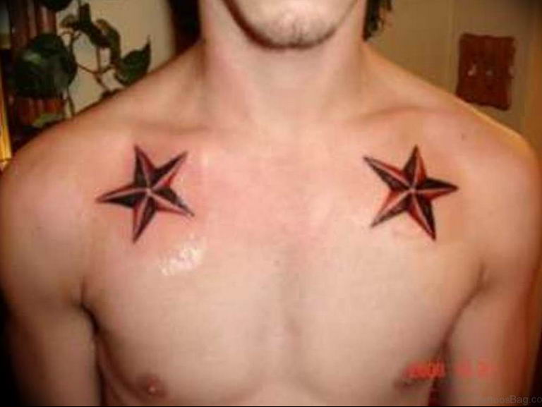 Photo star tattoo on chest 19.06.2019 №016 - star tattoo example - tattoovalue.net