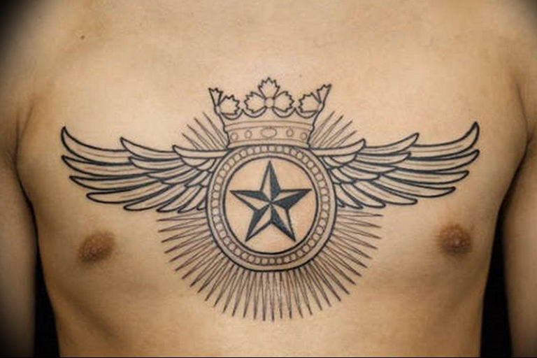 Photo star tattoo on chest 19.06.2019 №018 - star tattoo example - tattoovalue.net