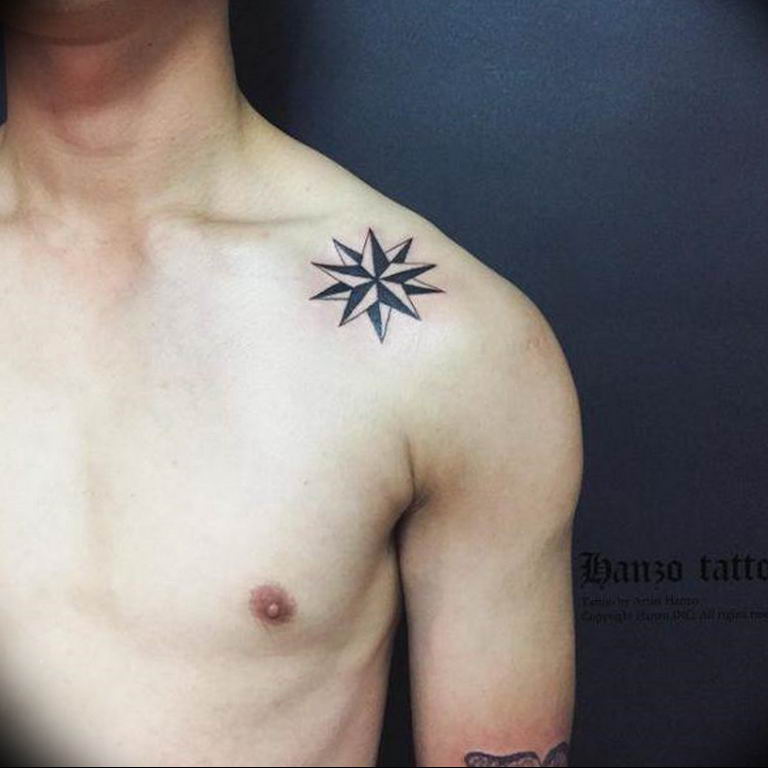 Photo star tattoo on chest 19.06.2019 №019 - star tattoo example - tattoovalue.net