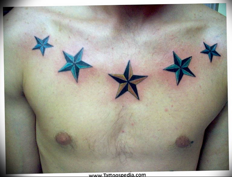 Photo star tattoo on chest 19.06.2019 №033 - star tattoo example - tattoovalue.net