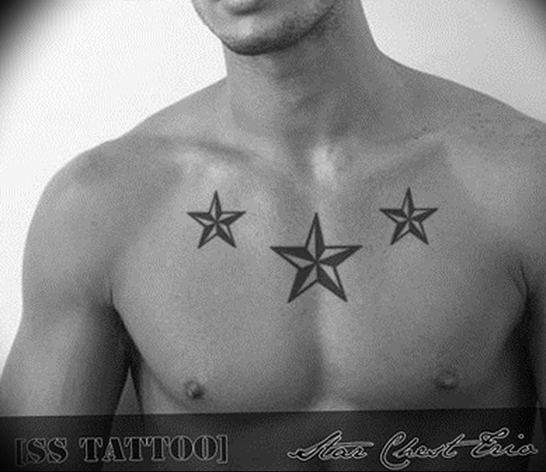 Photo star tattoo on chest 19.06.2019 №038 - star tattoo example - tattoovalue.net
