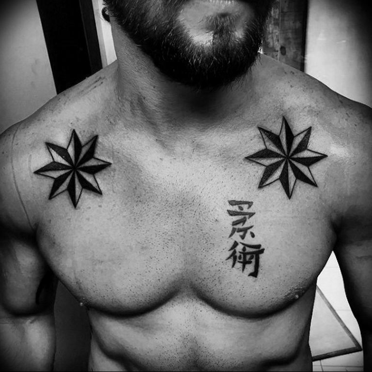 Photo star tattoo on shoulders 19.06.2019 №001 - star tattoo example - tattoovalue.net