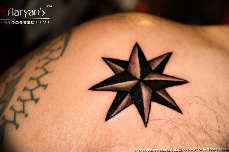 Photo star tattoo on shoulders 19.06.2019 №007 - star tattoo example - tattoovalue.net