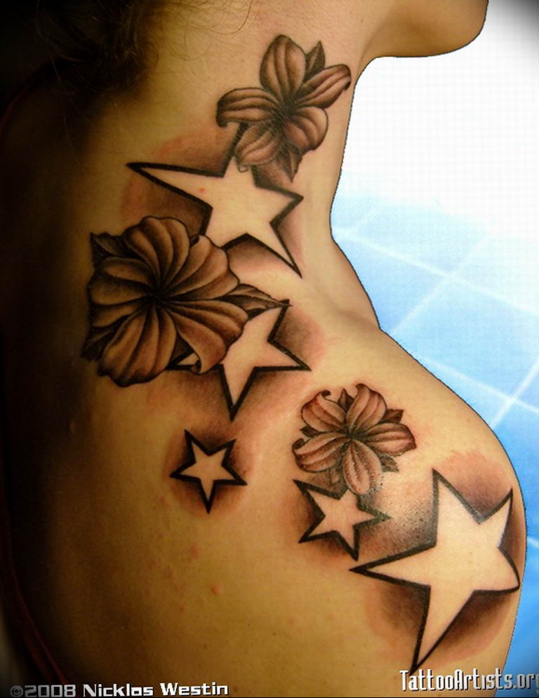 Photo star tattoo on shoulders 19.06.2019 №036 - star tattoo example - tattoovalue.net