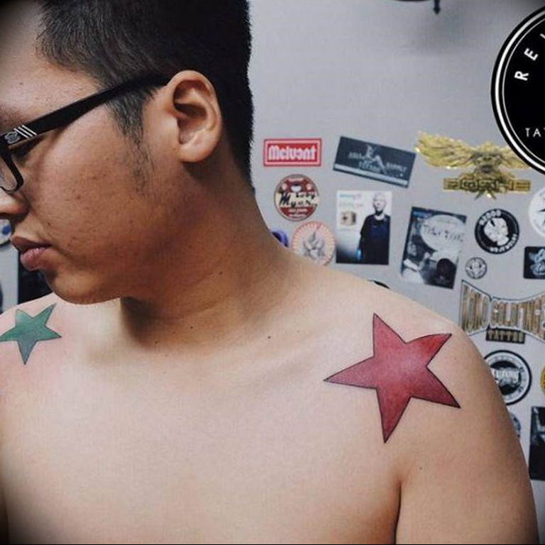 Photo star tattoo on shoulders 19.06.2019 №043 - star tattoo example - tattoovalue.net