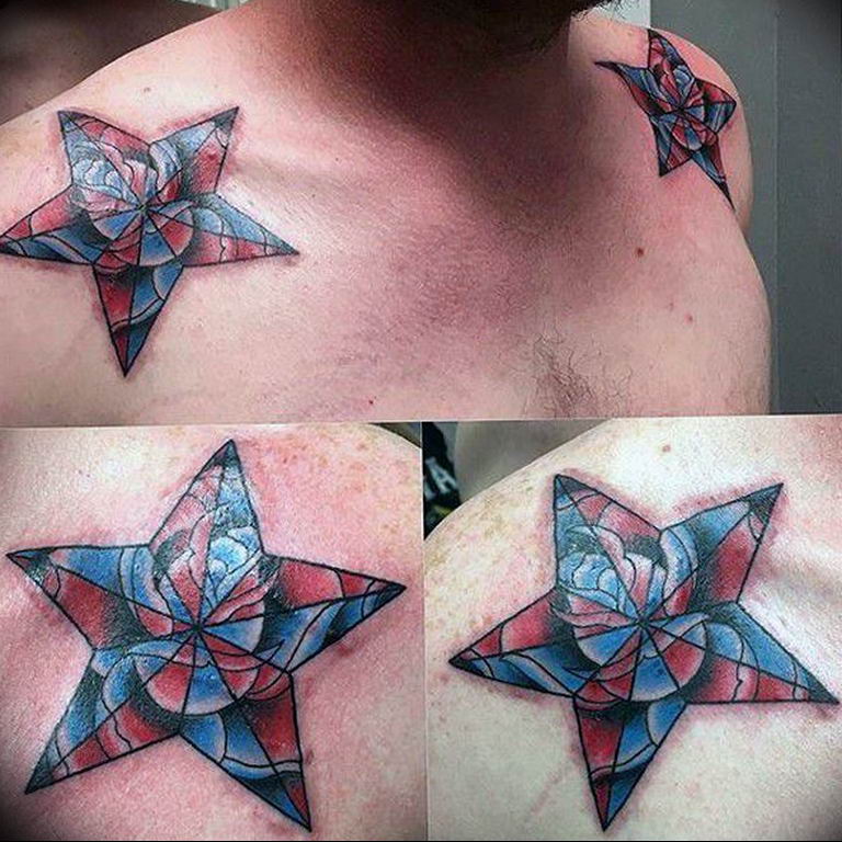 Photo star tattoo on shoulders 19.06.2019 №045 - star tattoo example - tattoovalue.net