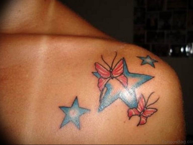 Photo star tattoo on shoulders 19.06.2019 №047 - star tattoo example - tattoovalue.net