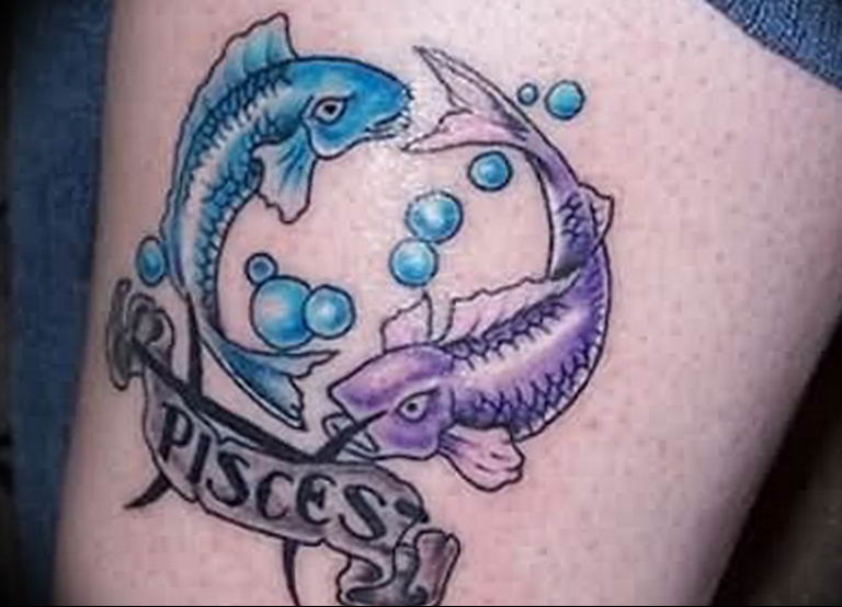 Photo tattoo zodiac sign Pisces 19.06.2019 №078 - tattoo zodiac sign - tattoovalue.net
