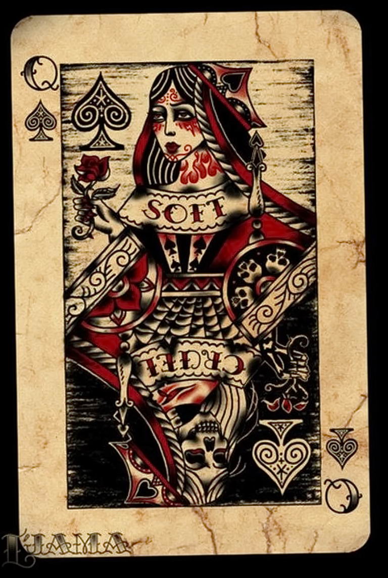 Lady Of Hearts Tattoo Card 12 07 19 051 An Example Of A Drawing Tattoovalue Net Tattoovalue Net