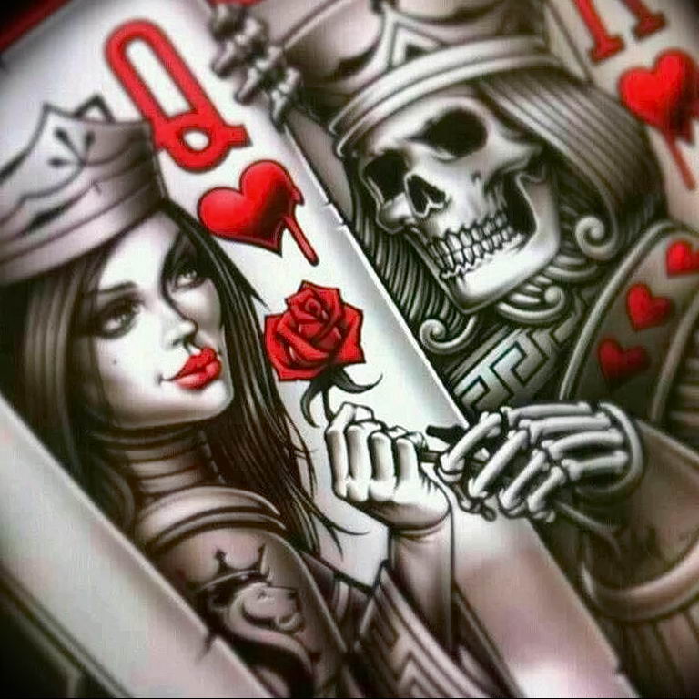 Lady of Hearts tattoo card 12.07.2019 №027 - an example of a drawing - tattoovalue.net