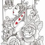 Lady of Hearts tattoo card 12.07.2019 №028 - an example of a drawing - tattoovalue.net
