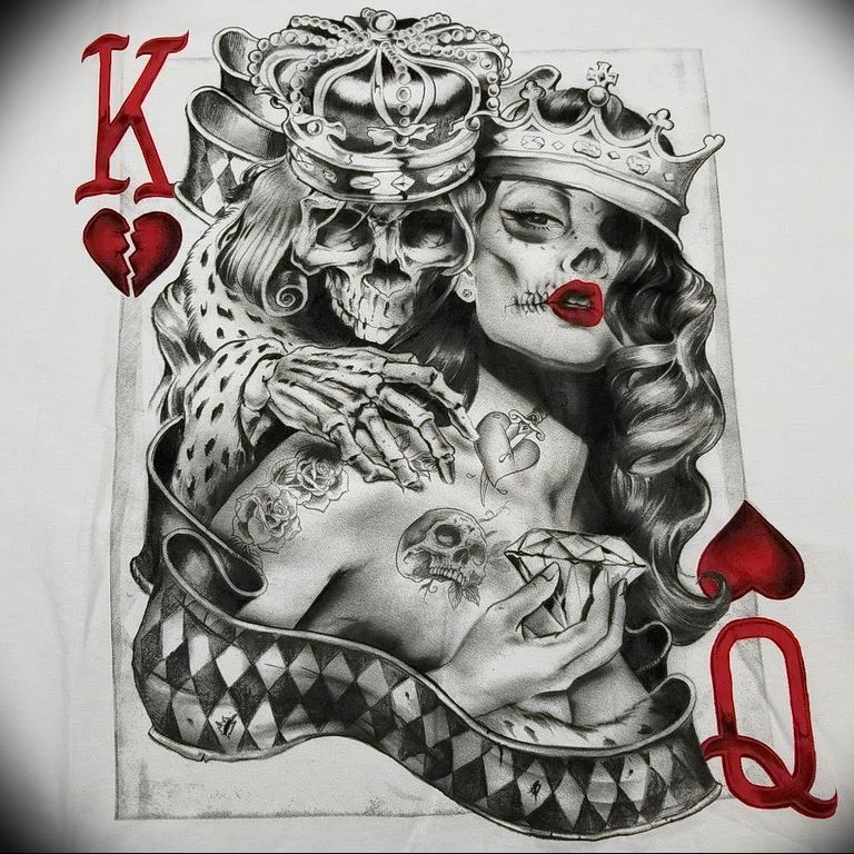 Lady of Hearts tattoo card 12.07.2019 №029 - an example of a drawing - tattoovalue.net