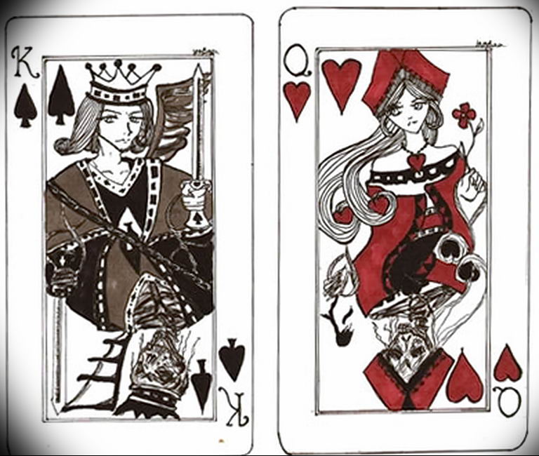 Lady of Hearts tattoo card 12.07.2019 №038 - an example of a drawing - tattoovalue.net