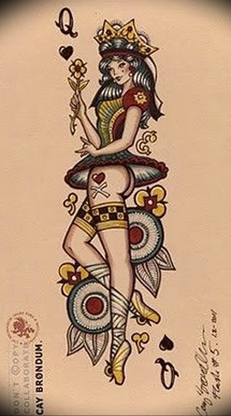 Lady of Hearts tattoo card 12.07.2019 №061 - an example of a drawing - tattoovalue.net