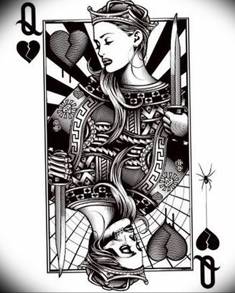 Lady of Hearts tattoo card 12.07.2019 №073 - an example of a drawing - tattoovalue.net