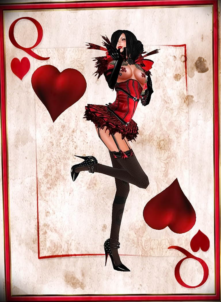 Lady of Hearts tattoo card 12.07.2019 №089 - an example of a drawing - tattoovalue.net