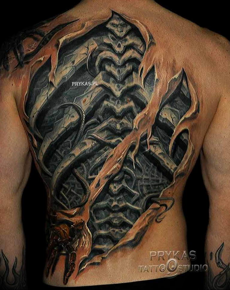 Biomechanical Back Sleeve Tattoo by DeLaine Neo Gilma
