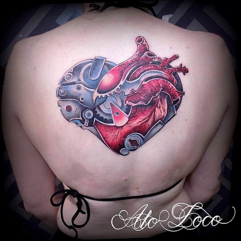 Photo biomechanics heart tattoo 30.07.2019 №027 - biomechanics tattoo - tattoovalue.net