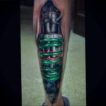 Photo biomechanics on the calf tattoo 30.07.2019 №010 - biomechanics tattoo - tattoovalue.net