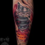 Photo biomechanics on the calf tattoo 30.07.2019 №023 - biomechanics tattoo - tattoovalue.net