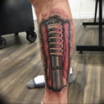 Photo biomechanics tattoo on leg 30.07.2019 №004 - biomechanics tattoo - tattoovalue.net