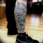 Photo biomechanics tattoo on leg 30.07.2019 №009 - biomechanics tattoo - tattoovalue.net