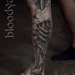 Photo biomechanics tattoo on leg 30.07.2019 №029 - biomechanics tattoo - tattoovalue.net