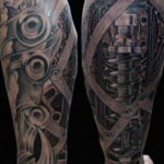 Photo biomechanics tattoo on leg 30.07.2019 №063 - biomechanics tattoo - tattoovalue.net