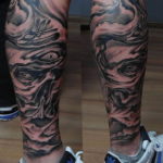 Photo biomechanics tattoo on leg 30.07.2019 №077 - biomechanics tattoo - tattoovalue.net