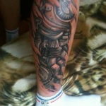 Photo biomechanics tattoo on leg 30.07.2019 №080 - biomechanics tattoo - tattoovalue.net