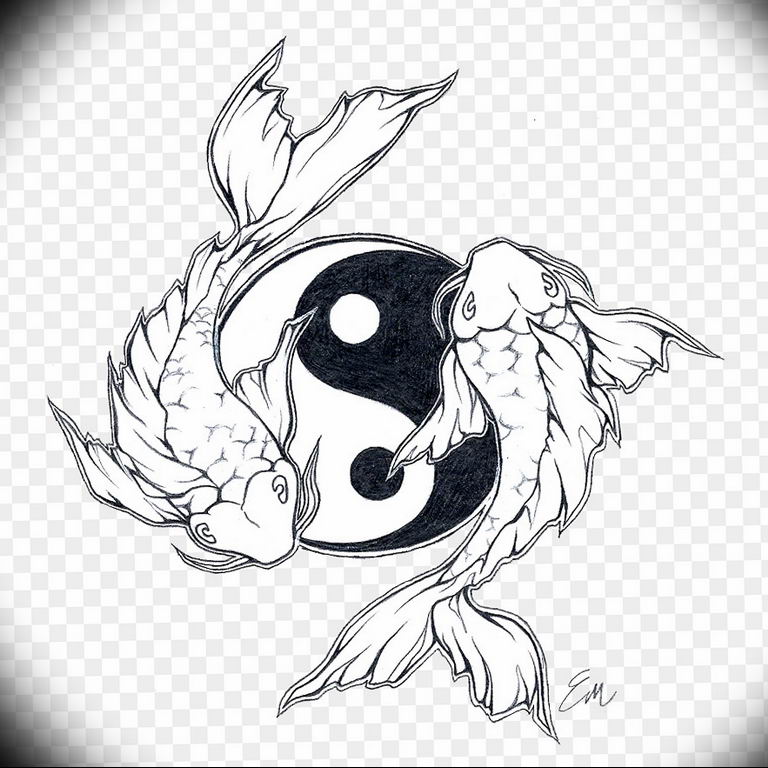 Photo fish yin yang tattoo 15.07.2019 №017 - picture fish yin yang tattoo - tattoovalue.net