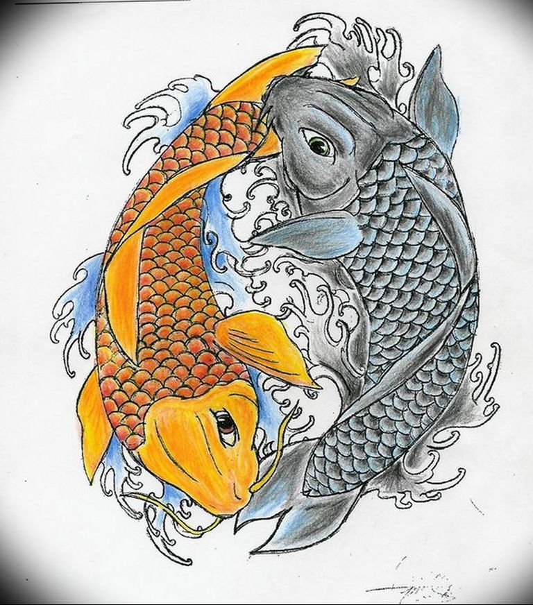 Photo fish yin yang tattoo 15.07.2019 №044 - picture fish yin yang tattoo - tattoovalue.net