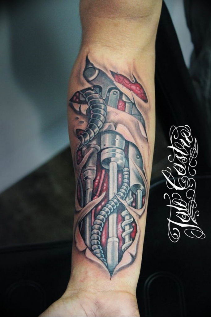 Photo forearm biomechanics tattoo 30.07.2019 №011 - biomechanics tattoo ...